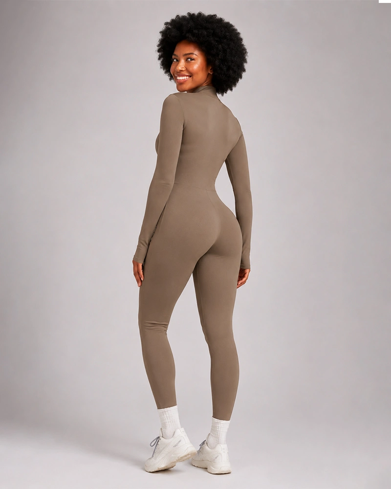 Long Sleeve Jumpsuit Beige