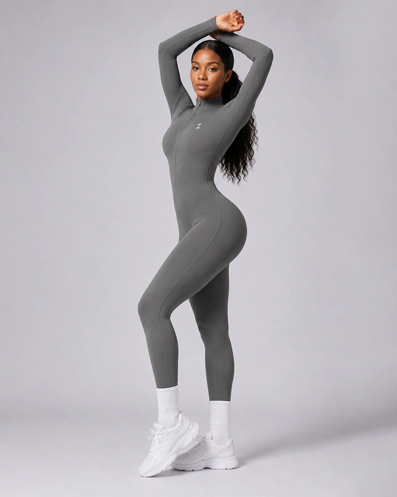 Long Sleeve Jumpsuit Grey