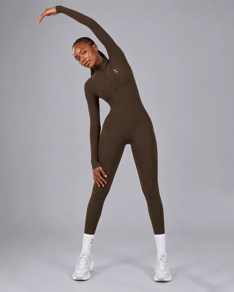 Long Sleeve Jumpsuit Coffee