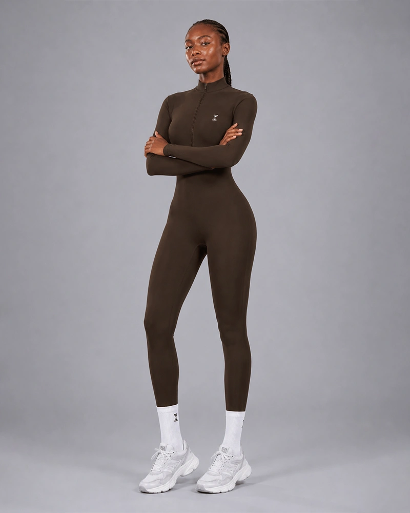 Long Sleeve Jumpsuit Coffee